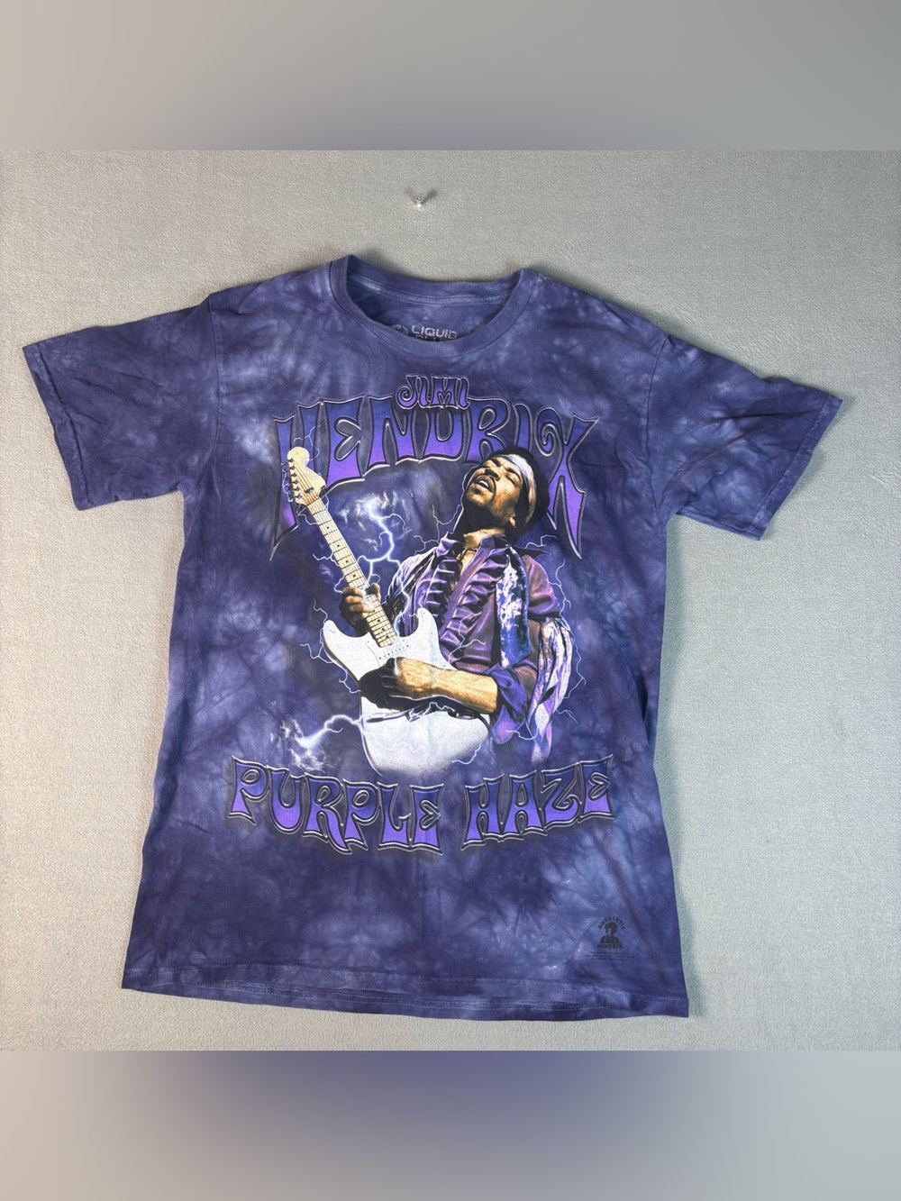 Jimi Hendrix Purple Haze Liquid Blue Tie Dye T-Shirt Men's Size Medium Cotton